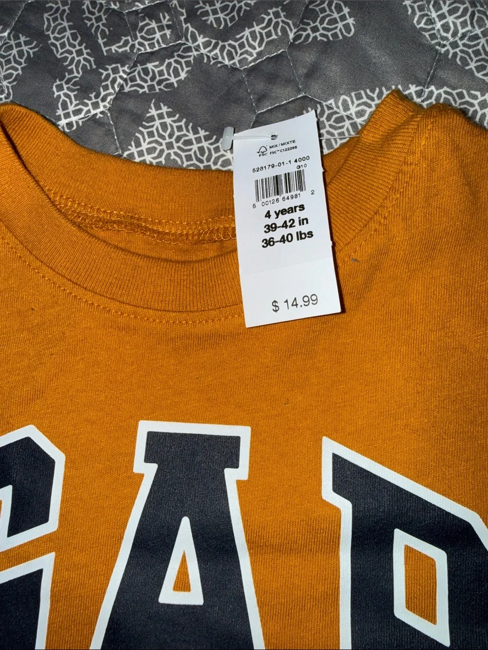 GAP Kids Short Sleeve Logo Tee in Mustard Yellow